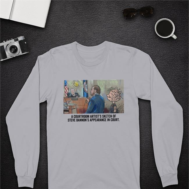 A Courtroom Artist's Sketch Of Steve Bannon's Appearance In Court Hoodie Sweatshirt Paul Leigh