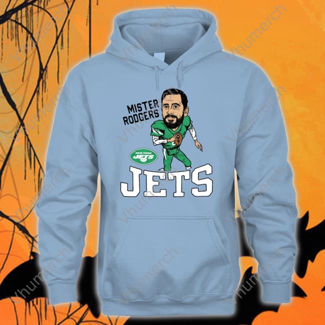 New York Jets Aaron Rodgers Homage Green Caricature T Shirts New York Jets Mister Rogers T Shirts