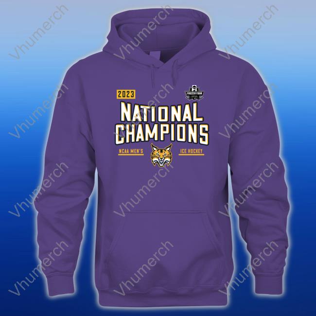Quinnipiac Bobcats 2023 National Champions Shirts Blue 84 Graphite Quinnipiac Bobcats 2023 Ncaa Men's Ice Hockey National Champions Sweatshirt
