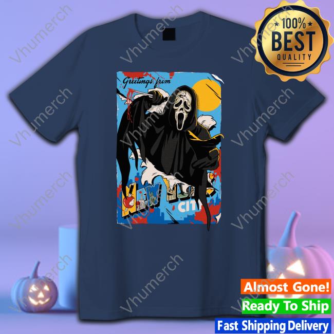 Ghost Face Greetings From Nyc Tee Cavitycolors Merch Ghost Face Greetings From Nyc Long Sleeve