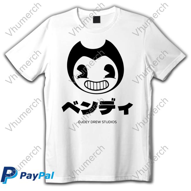 Themeatly Bendy Head Katakana Ringer Hoodie Bendy Merch