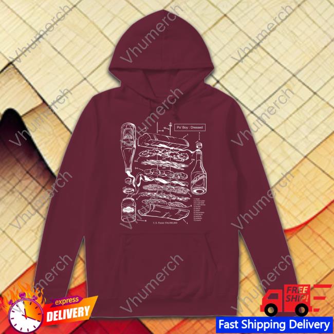 Po-Boy Dressed Us Patent 504000000 Long Sleeve Tee Shirt Leidenheimer Po-Boy Dressed Long Sleeve Tee Shirt
