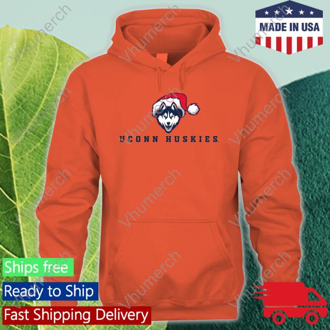 Uconn Huskies Logo With Santa Hat T Shirt