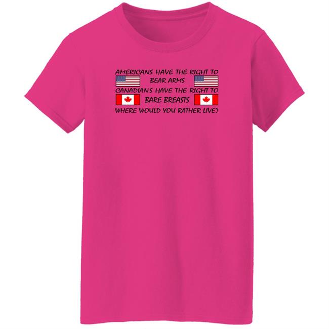 Americans Have The Right To Bear Arms Canadians Have The Right To Bare Breasts Shirt Bubba O'riley Bubba O'riley Americans Have The Right To Bear Arms Canadians Have The Right To Bare Breasts Shirt