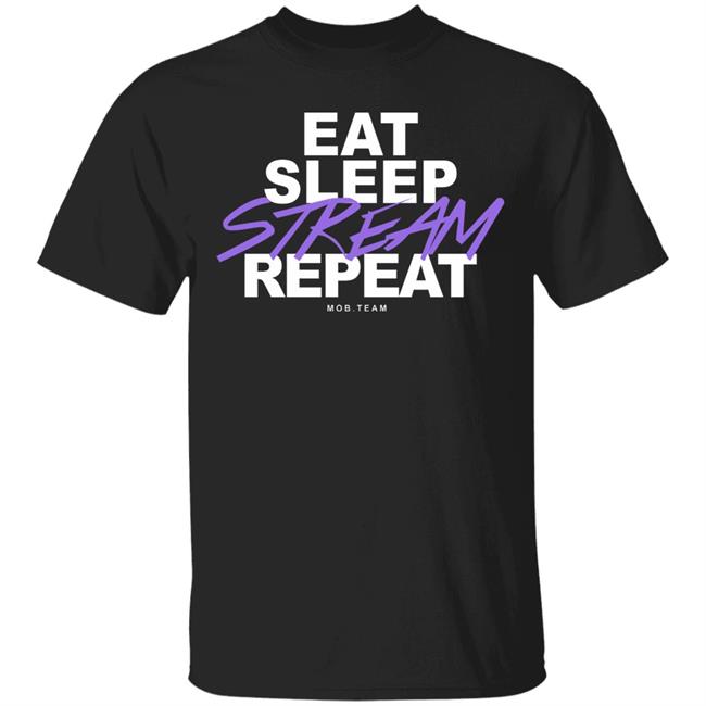 Eat,Sleep, Stream & Repeat Black Hoodie