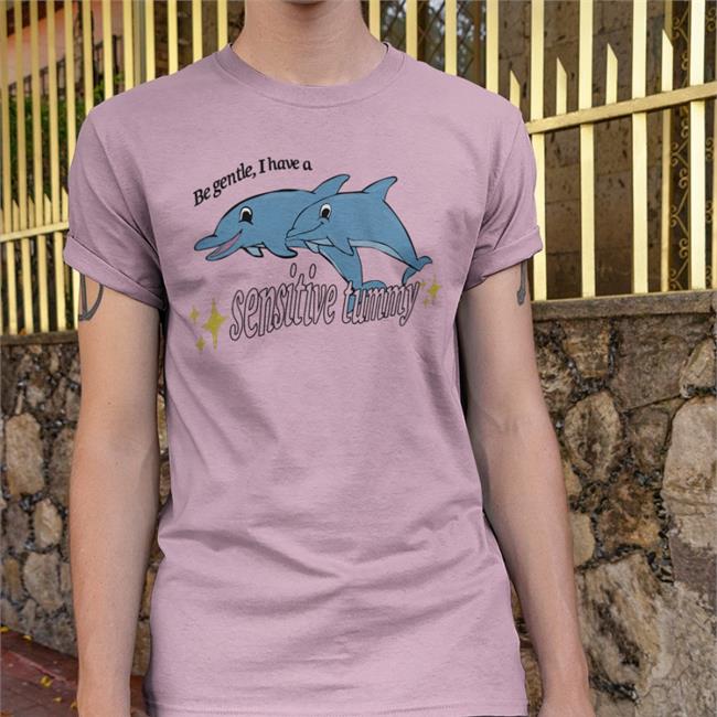 Shirts That Go Hard Be Gentle I Have A Sensitive Tummy Shirt Dolphin