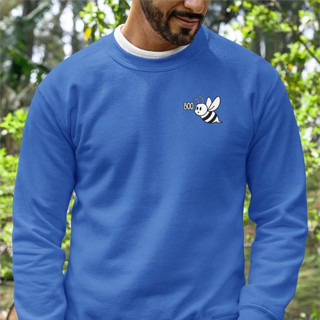 Punz Merch Punz Boo Bee Embroidered Glow-In-The-Dark Pullover Long Sleeve T Shirt Black