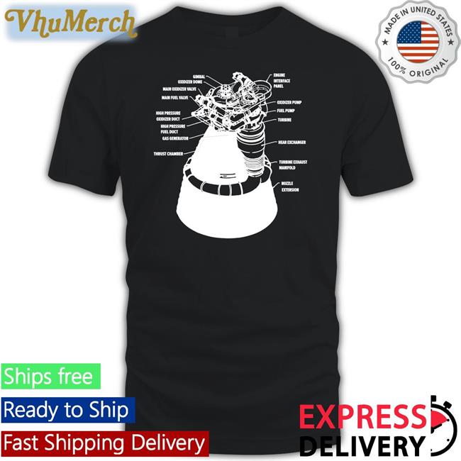 F-1 Engine Schematics Gimbal Engine T Shirt