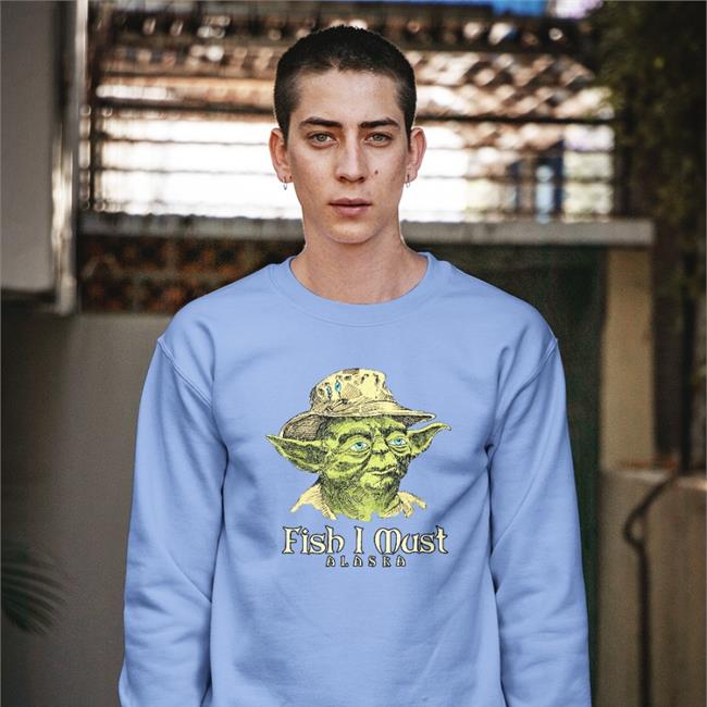 Star Wars Yoda Fishing Alaska Sweatshirt Grey