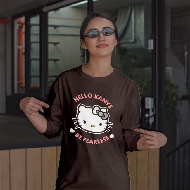 Kanye West Wearing Hello Kanye Be Fearless T Shirts Hello Kitty