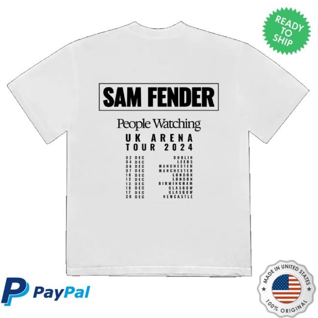 Official Sam Fender Merch Sam Fender Uk Tour Dateback White Tee Shirt