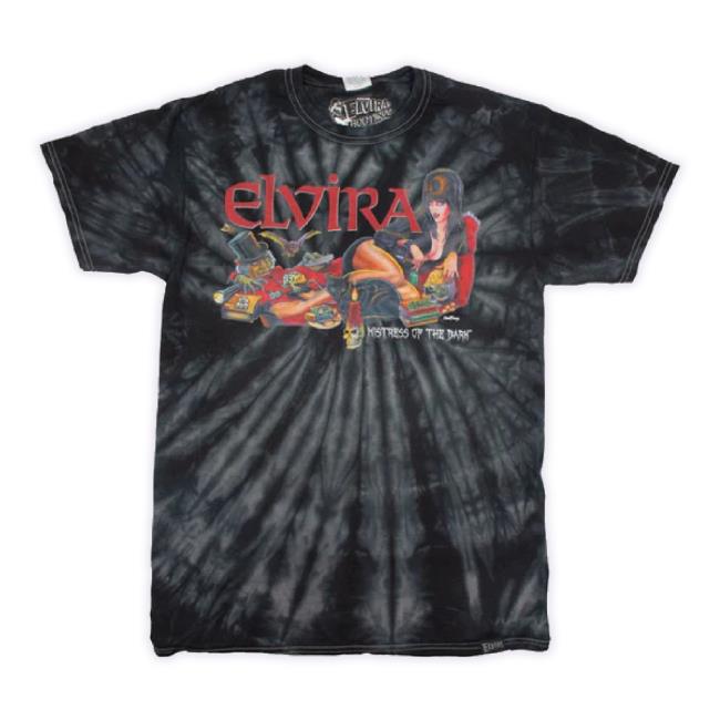 Official Elviras Bootique Merch Store Elvira Pinball Sofa Black Tie Dye Sweatshirt Elvirasbootique Shop