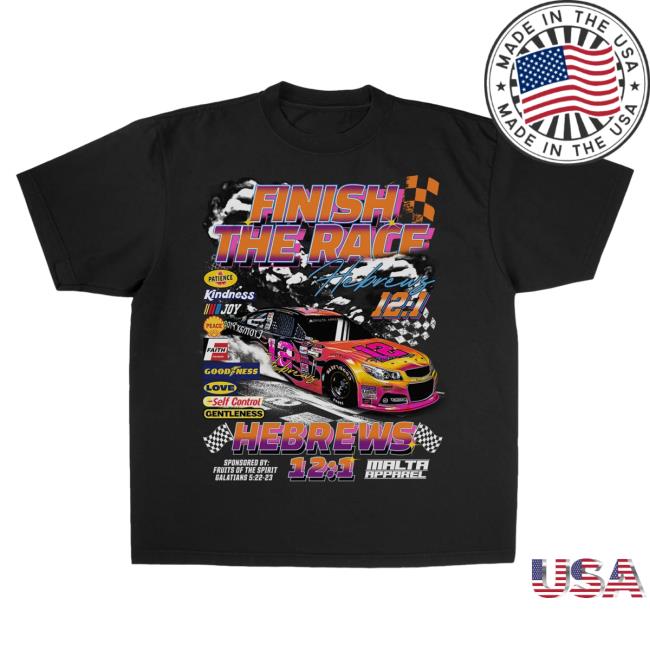Official Malta Apparel Clothing “Finish The Race” Garment Dyed Shirts - Black