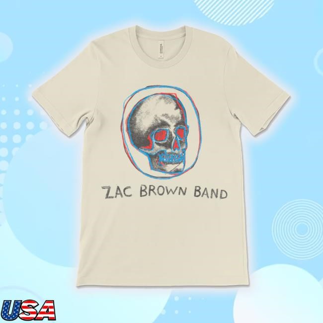 Zacbrownband Store Red And Blue Skull T-Shirt