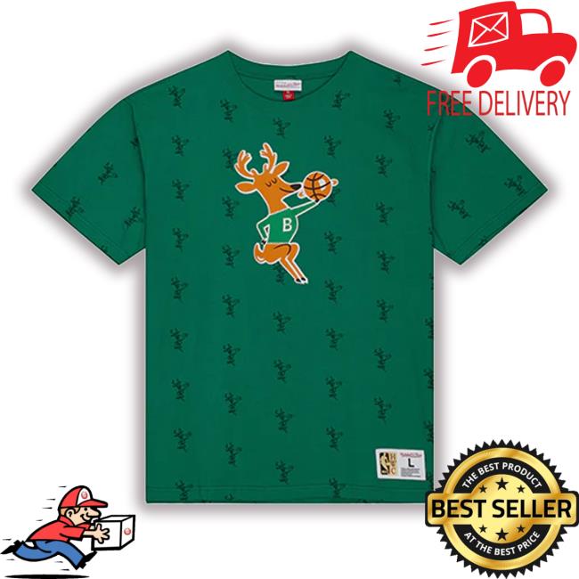 Official Mitchell & Ness '68 Aop Green Milwaukee Bucks Hooded Sweatshirt
