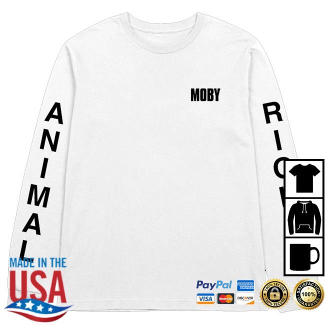 Official Moby Merch Animal Rights White Long Sleeve Tee Shirt