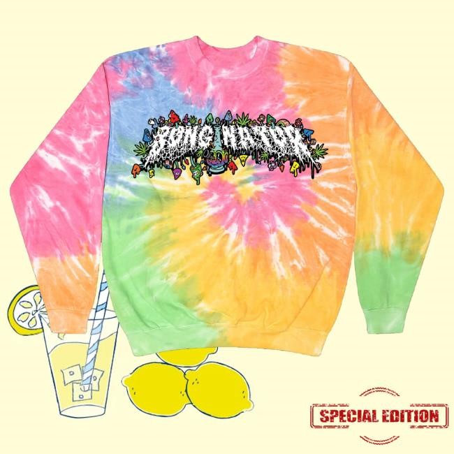Official Down Right Merch Bonginator Tie Dye Mushroom Unisex Sweatshirt
