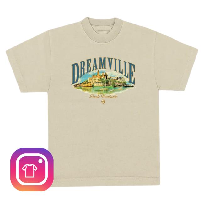 Official Dreamville Merch Dreamville by Pirate, Dreamville World T-Shirts Cream Dreamville Records