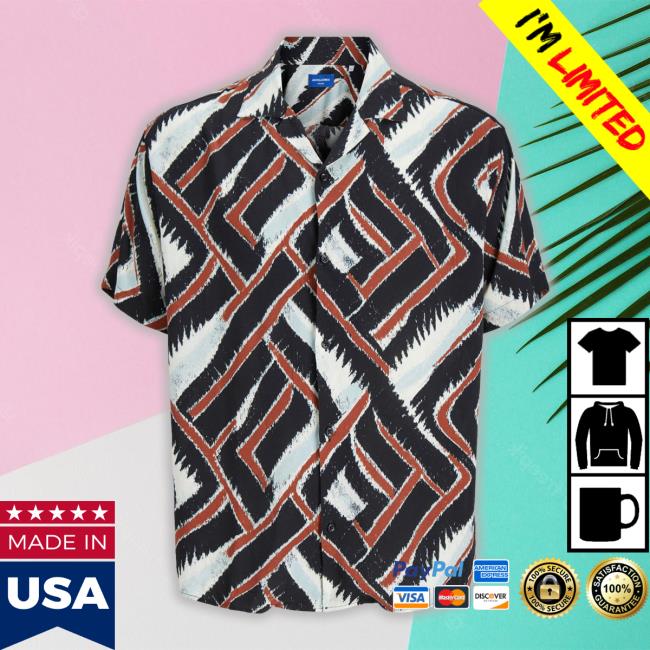 Negozipellizzari Merch Camicia A Mezze Maniche Relaxed-Fit In Viscosa A Fantasia Astratta Bianca Nera E Mattone T Shirts