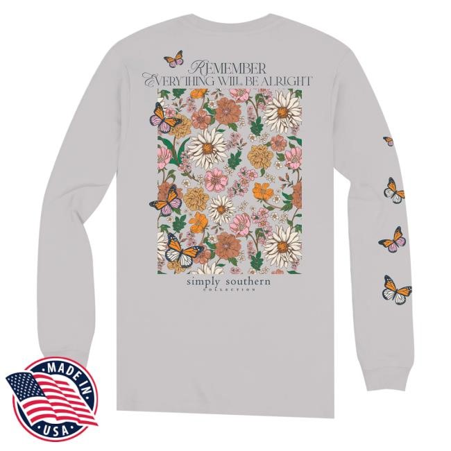 Simply Southern Remember Everything Wiil Be Alright Butterfly Hoodie Sweatshirt