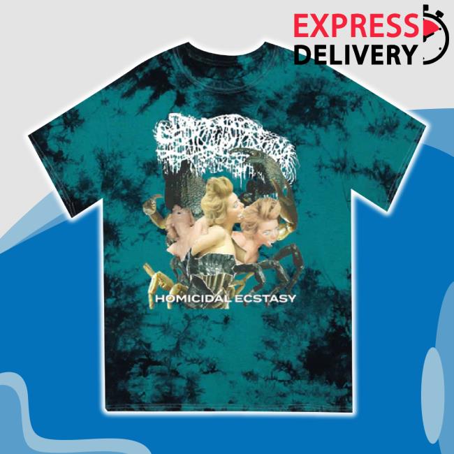 Trending Sanguisugabogg "Homicidal Ecstacy" Crystal Bleach Jade Crystal Dye Tee Holy Mountain Printing Shop Merch Store