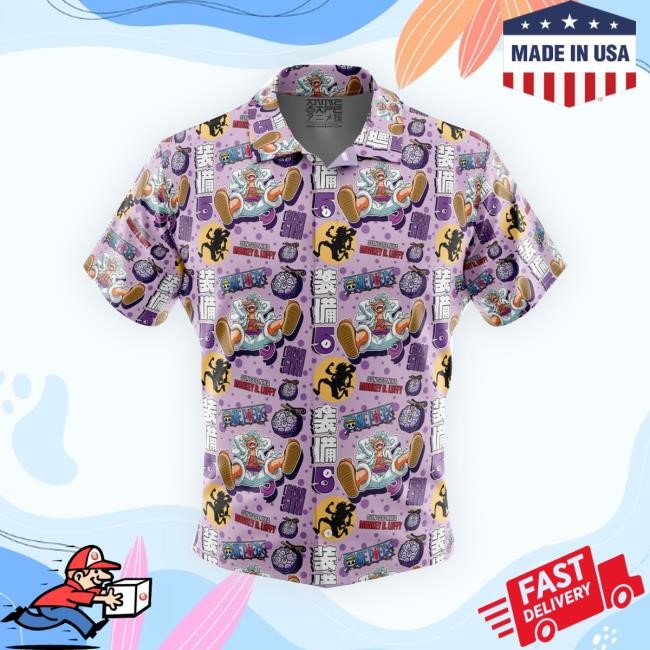 Official Luffy Gear 5 Sun God Nika One Piece Button Up Hawaiian Shirts