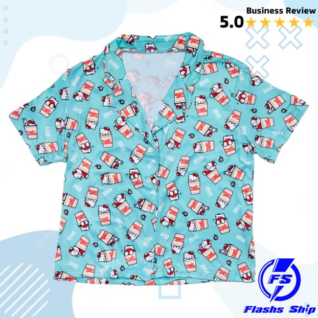 Official Sanrio Apparel Clothing Merch Store Shop Hello Kitty X Cup Noodles 2-Piece Blue Shirts