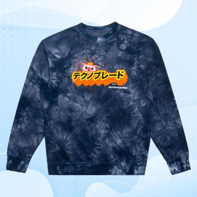 Official Technoblade Merch Store Shop Technoblade Tekunoburēdo Tie Dye Crewneck Sweatshirt Navy Tie-Dye