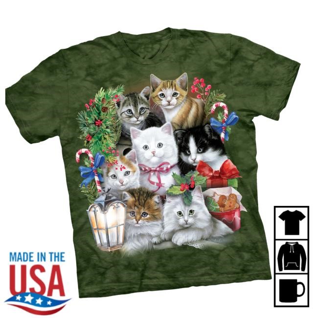 The Mountain Merch Store Holiday Kittens Classic Cotton Sweatshirt