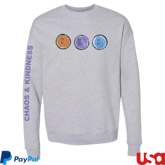 Official Chaos And Kindness Store 3 Little Smiles Popover Sweatshirt