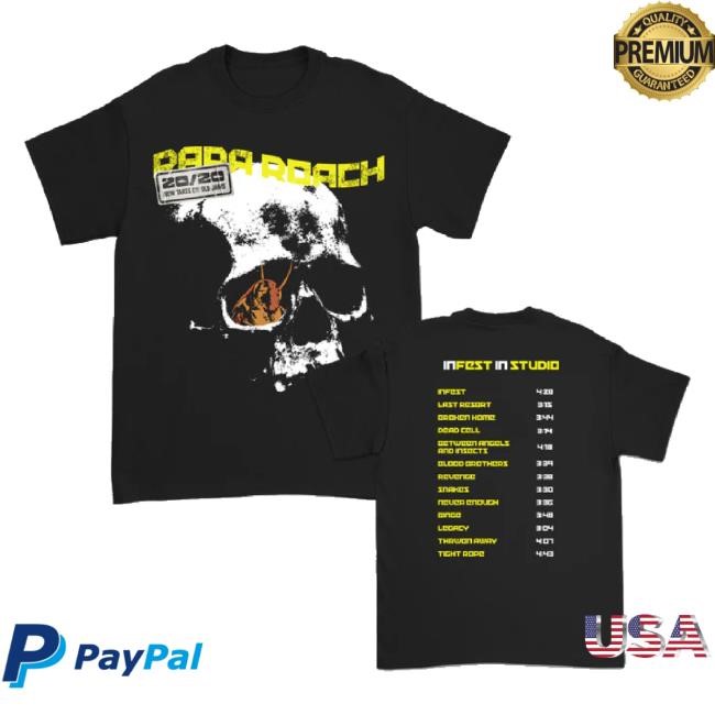 Original Infest In Studio T-Shirt (Black) Papa Roach Merch Store Shop