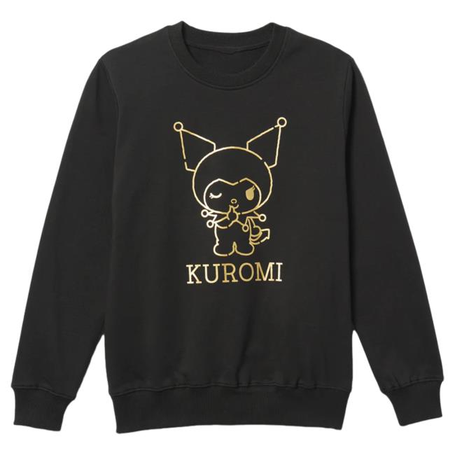 Official Sanrio Apparel Clothing Merch Store Shop Kuromi Metallic Print Sweaters Black