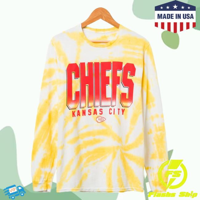 Official Junk Food Apparel Clothing Store Shop Junkfoodclothing Kansas City Chiefs Game Time Tie Dye Long Sleeve Tee Shirt Mustard Tie-Dye