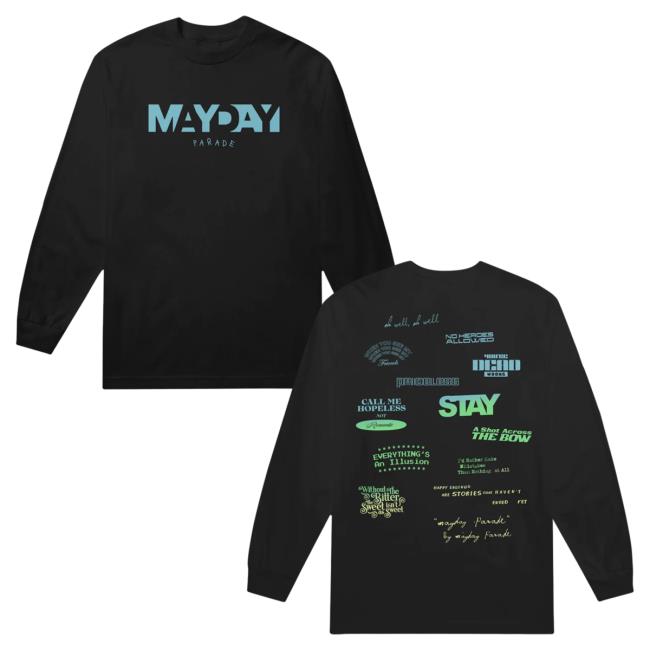 Official Merch Now Mayday Parade Self-Titled Gradient Black Long Sleeve Tees MerchNow
