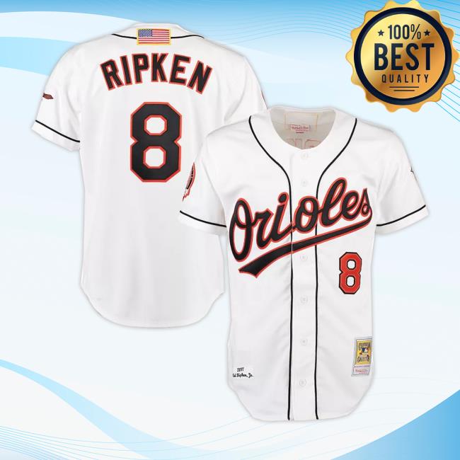 Official Men's Mitchell & Ness Cal Ripken White Baltimore Orioles Home Authentic Jersey Crewneck Sweatshirt Kohls Store