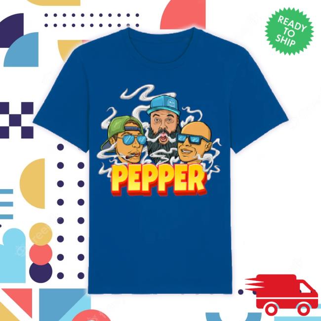 Original Pepper Live Merch Store Three Heads Blue T-Shirt Smoke Pepperlive Apparel Clothing Shop