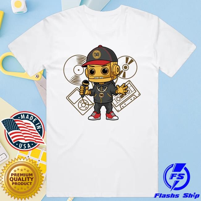 Official Urban Legends Store Hip Hop 50 Robot White Crewneck Sweatshirt
