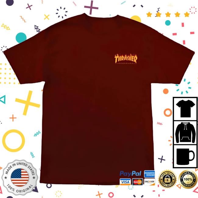 Official Brooklyn Projects Merch Santa Cruz X Thrasher Flame Dot T-Shirt Burgundy Hooded Sweatshirt