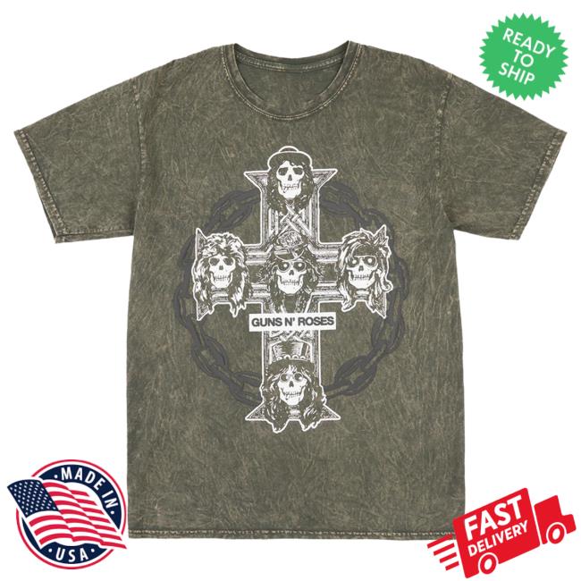 Official Gnr Merch Store Appetite For Destruction Cross And Chain Hot Shirt Gnrmerch