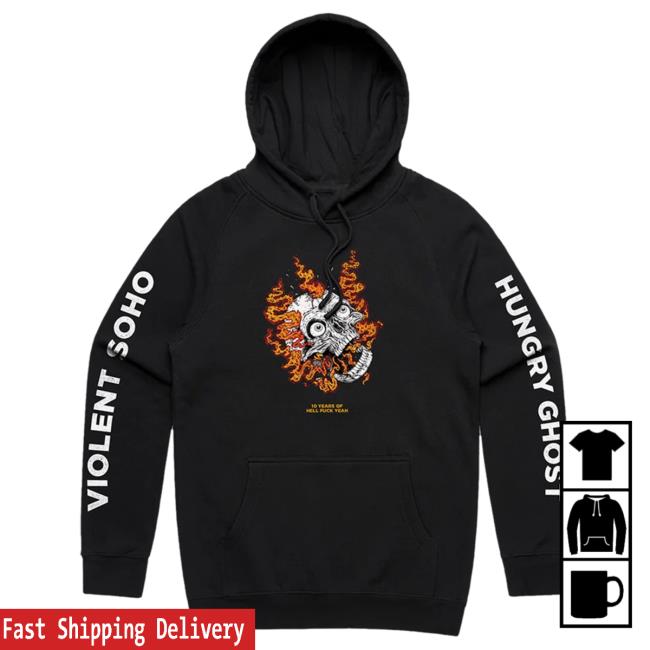 Official 24Hundred Violent Soho Hungry Ghost Anniversary Pull Over Hoodie Black 24 Hundred