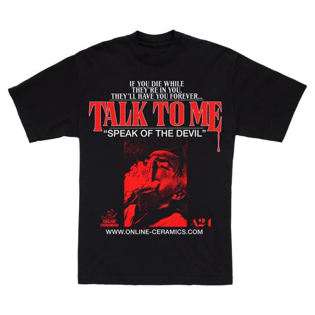 Official A24 Merch Store Online Ceramics X Talk To Me Speak Of The Devil Popover Shirt Black A24 Shop