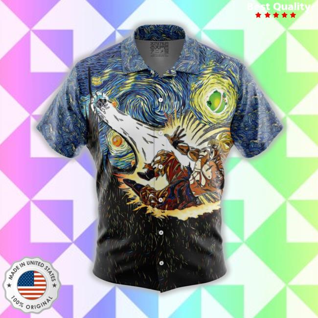 Dragon Ball Z Starry Night Button Up Hawaiian Tee Shirt