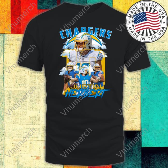 Fehoko Show Wearing Chargers Justin Herbert T-Shirt