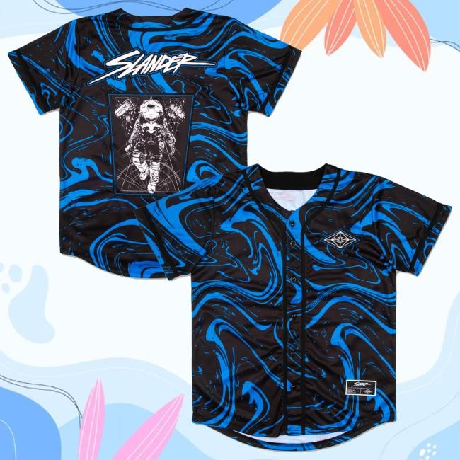 Slander Merch Store Spaceman Jersey Tee Shirt Blue/Black Marble