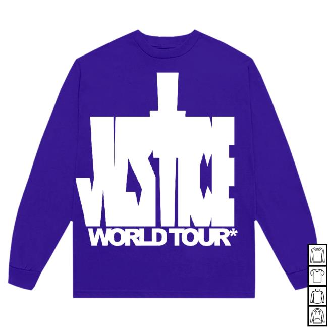 Official Justin Bieber Merch Store Shop Justin Bieber Justice World Tour Purple Long Sleeve Top Shirt JustinBieber Apparel Clothing