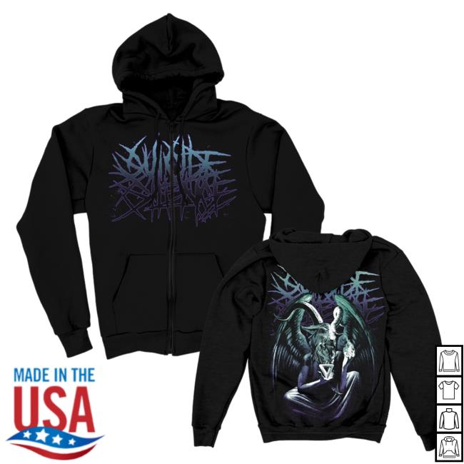 Official Suicide Silence Merch Suicide Silence Baphomet Zip Up Top Shirt Black SuicideSilence