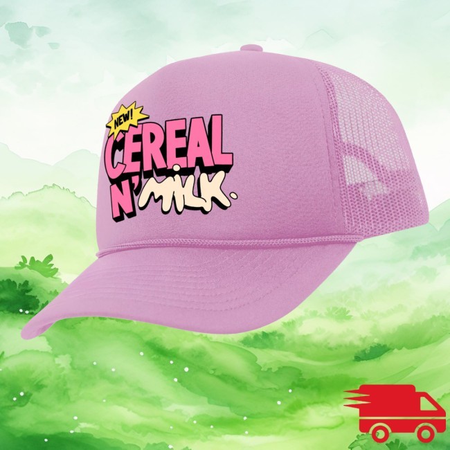 Official Dunkin' Gear Merch Cereal N’ Milk New Hat Pink Official Dunkin' Gear Merch Cereal N’ Milk Twill Cap Pink