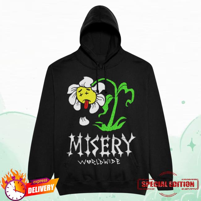 Official Misery Worldwide Misery Worldwide Dead Flower Jumbo Print Hood Black