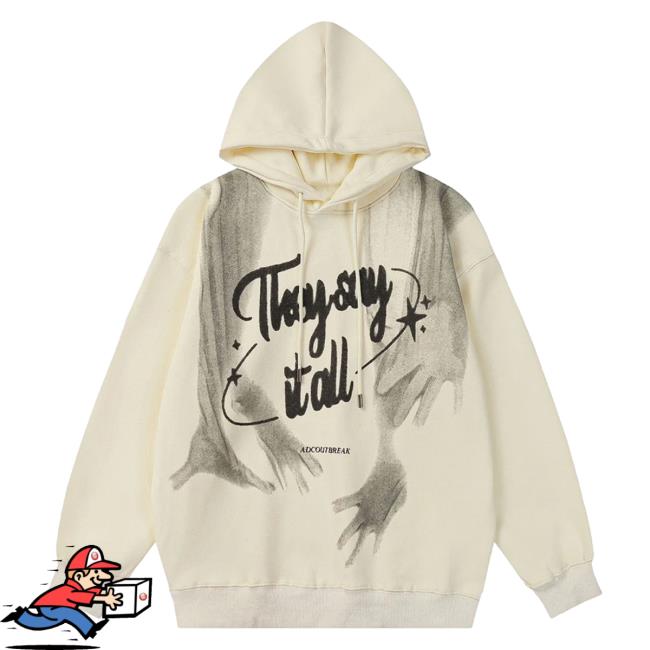 Official Aelfric Eden Clothing Merch Store Aelfric Eden Shadow Letter Print Hooded Sweatshirt Beige AelfricEden