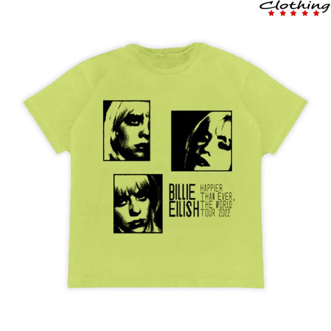 Official Billie Eilish Merch Store Montage Lime Shirt Billieeilish Shop
